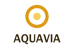 Earlier registration AQUAVIA, an amber ring device beside the wordmark, visually unrelated to the mark applied for